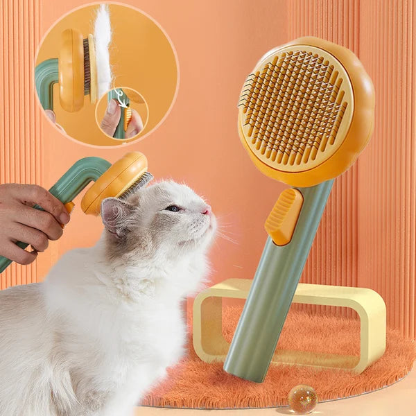 šHot SellingšPumpkin Pet CombPet Grooming Self Cleaning Slicker Brush for Dogs Cats Puppy Rabbit