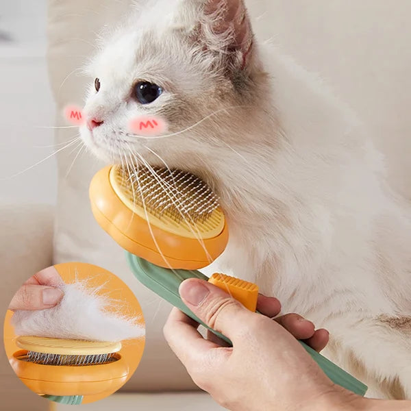 šHot SellingšPumpkin Pet CombPet Grooming Self Cleaning Slicker Brush for Dogs Cats Puppy Rabbit