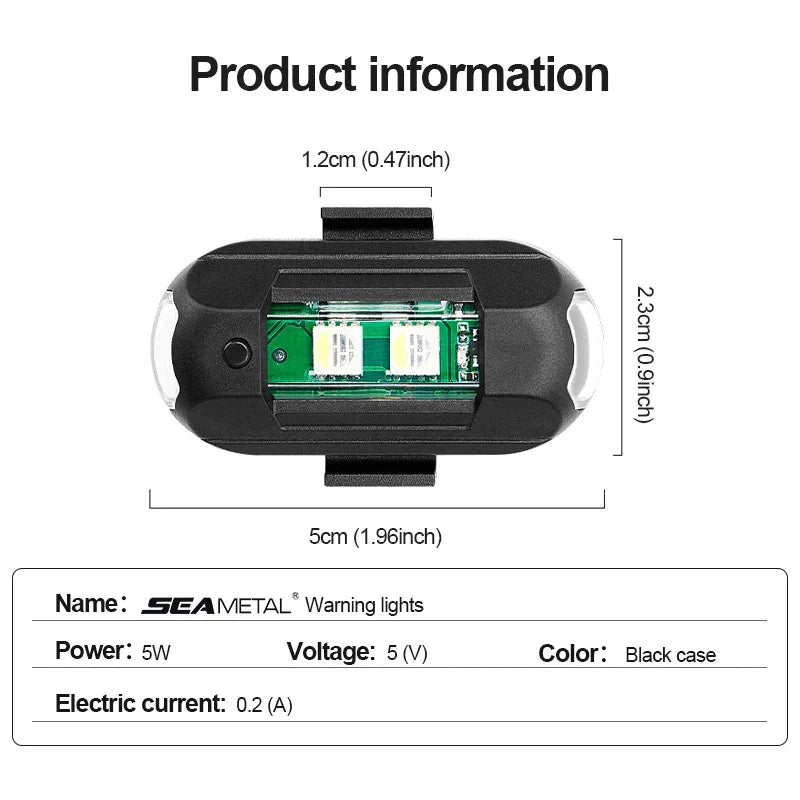 Elite USB LED Strobe: Anti-Collision Signal for Motorcycle and Drone