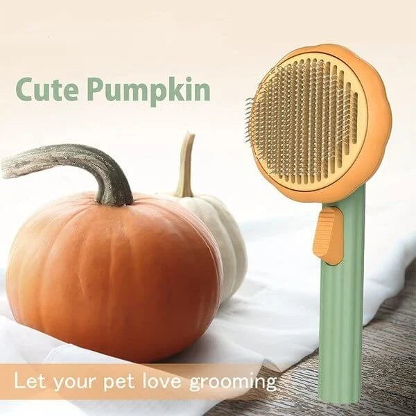 šHot SellingšPumpkin Pet CombPet Grooming Self Cleaning Slicker Brush for Dogs Cats Puppy Rabbit